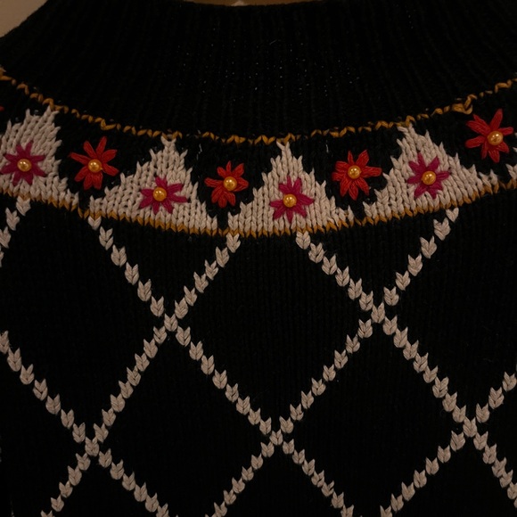 Vintage Hand Knitted 80’s Ramie & Cotton size large. Flowers, thick, colourful - Picture 9 of 9